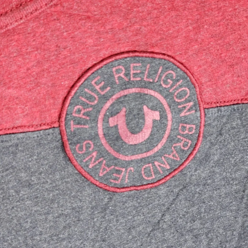 True Religion Original Buddha Brand Tee Shirt Mens Large Gray Crew Neck Logo